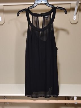 Torrid Black Sleeveless Sheer Yoke Tank Top